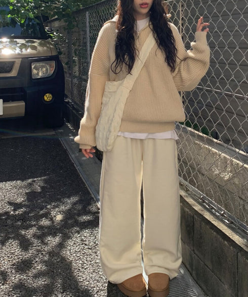 anyonemore(エニワンモア)/2WAY ルーズ ハーフジップ ハイネック ニット プルオーバー/Vanilla Neck Collar Loose Fit Knit Half Zip-Up | AT2254037 | ベージュ