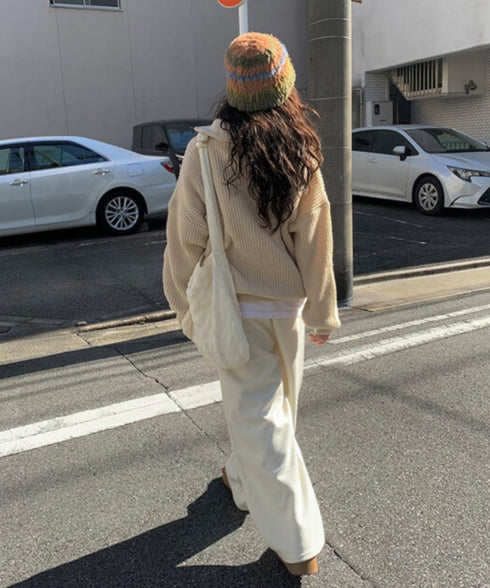 anyonemore(エニワンモア)/2WAY ルーズ ハーフジップ ハイネック ニット プルオーバー/Vanilla Neck Collar Loose Fit Knit Half Zip-Up | AT2254037 | ベージュ