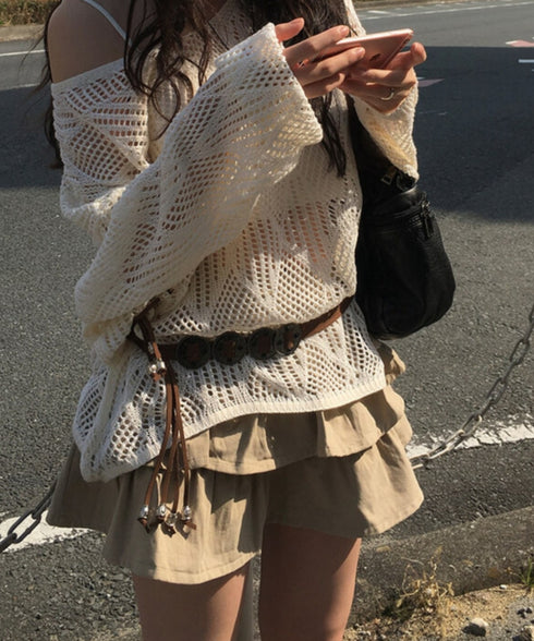 anyonemore(エニワンモア)/ベルトセット 2段ティアード フリル ミニスカート(インナーパンツ付き)/Kasen Cancan Frill Mini Skirt | AT2254038 | ベージュ