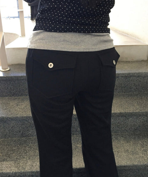 anyonemore(エニワンモア)/バックポケット スリム ブーツカット スウェットパンツ トレーニングパンツ/Living Back Pocket Slim Bootcut Training Pants | AT2254041 | ブラック