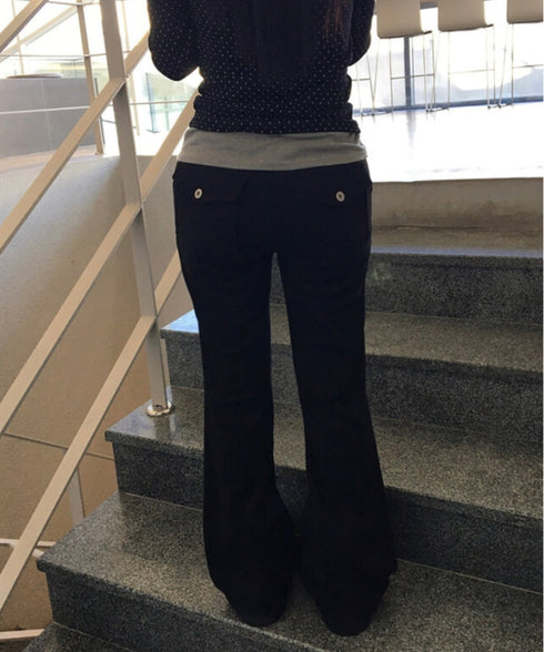 anyonemore(エニワンモア)/バックポケット スリム ブーツカット スウェットパンツ トレーニングパンツ/Living Back Pocket Slim Bootcut Training Pants | AT2254041 | ブラック