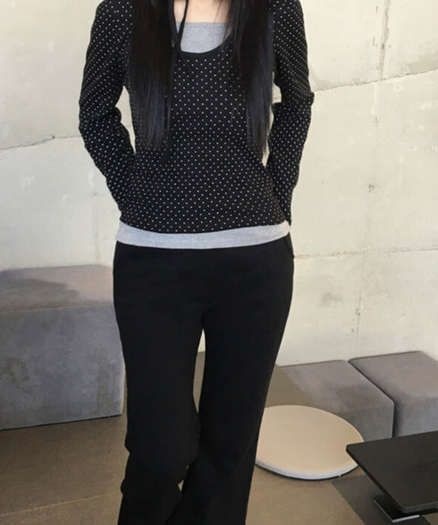 anyonemore(エニワンモア)/バックポケット スリム ブーツカット スウェットパンツ トレーニングパンツ/Living Back Pocket Slim Bootcut Training Pants | AT2254041 | ブラック