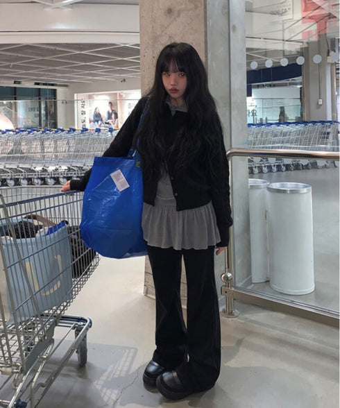 anyonemore(エニワンモア)/バックポケット スリム ブーツカット スウェットパンツ トレーニングパンツ/Living Back Pocket Slim Bootcut Training Pants | AT2254041 | ブラック