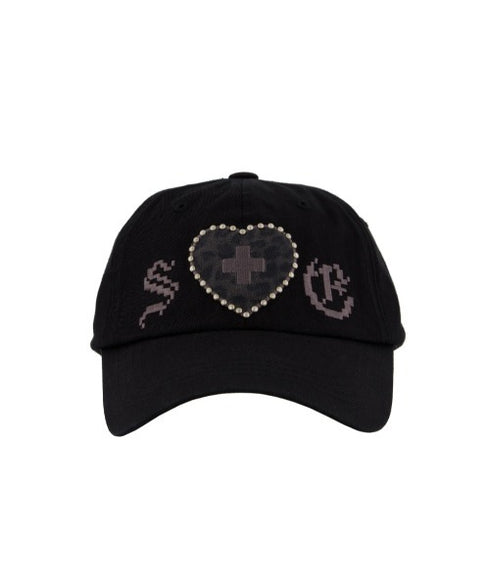 SETUPEXE(セットアップイーエックスイー)/スタッズ アップリケ ベースボール キャップ 帽子/LEO APPLIQUE BALL CAP | AT5254042 | ブラック