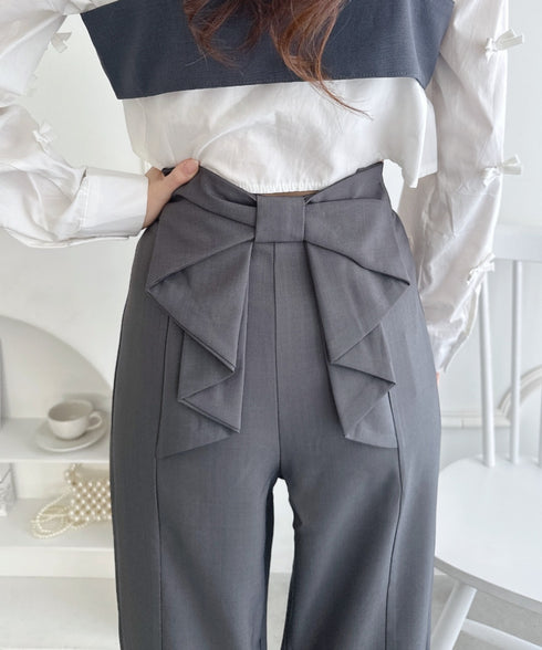 バックリボンタックパンツ | LO2256062 | グレー