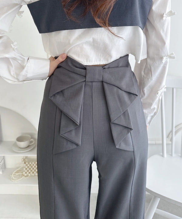 バックリボンタックパンツ | LO2256062 | グレー