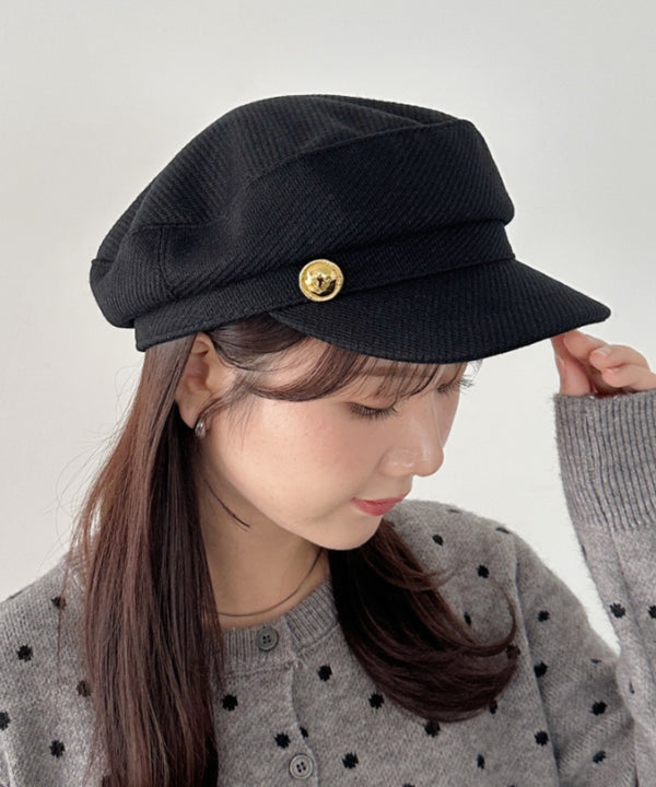 ゴールドボタンウールライクキャスケット | CL5256070 | ブラック