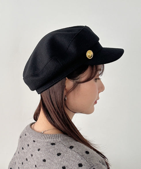 ゴールドボタンウールライクキャスケット | CL5256070 | ブラック