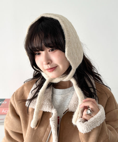 ニット紐付きイヤーマフ/耳当て | CL6254017 | アイボリー