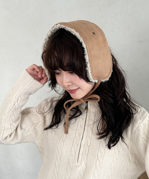 ボアスエード紐付きイヤーマフ/耳当て | CL6254018 | キャメル
