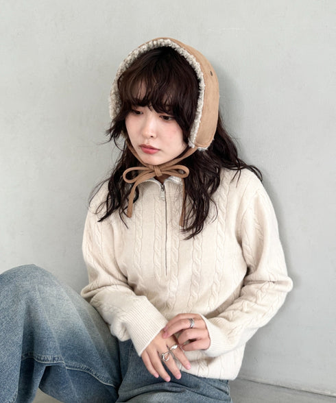 ボアスエード紐付きイヤーマフ/耳当て | CL6254018 | キャメル