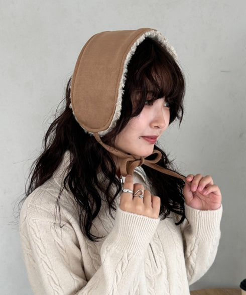 ボアスエード紐付きイヤーマフ/耳当て | CL6254018 | キャメル