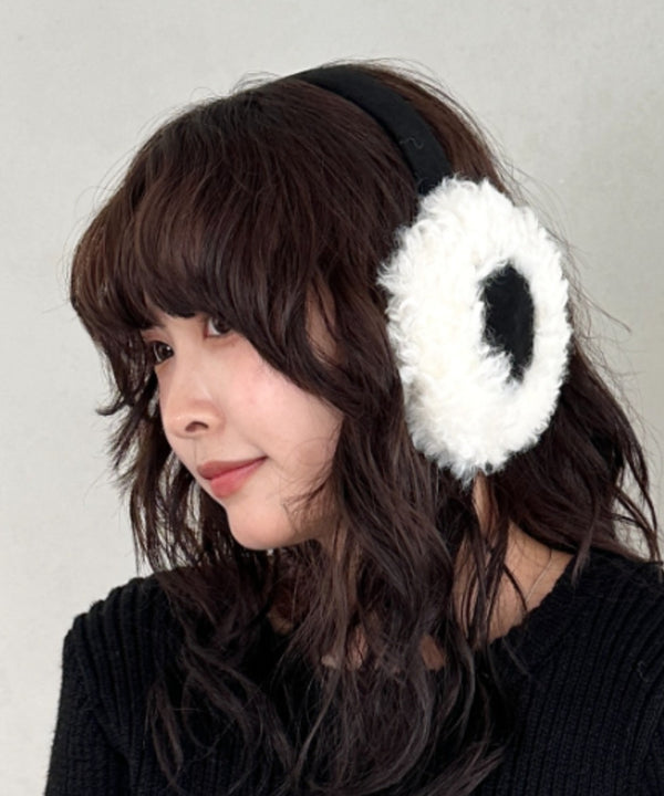折りたたみボアムートンイヤーマフ | CL6254019 | ブラック系その他