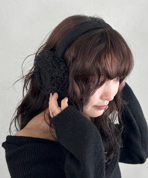 折りたたみボアムートンイヤーマフ | CL6254019 | ブラック