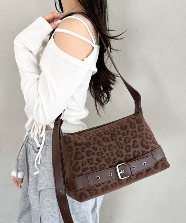 レオパードスクエアベルトショルダーバッグ | BA1256054 | ダークブラウン