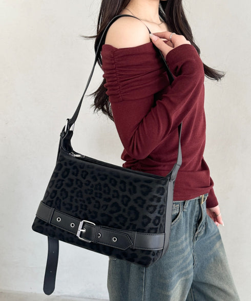 レオパードスクエアベルトショルダーバッグ | BA1256054 | ブラック