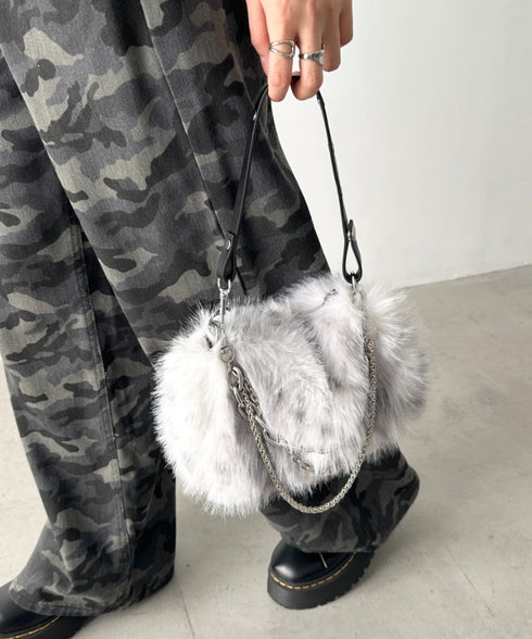 レオパードフェイクファーショルダーバッグ | BA1256055 | ブラック