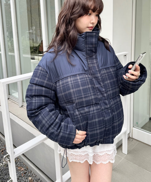 チェック切り替えダウンジャケット | SL2254038 | ネイビー