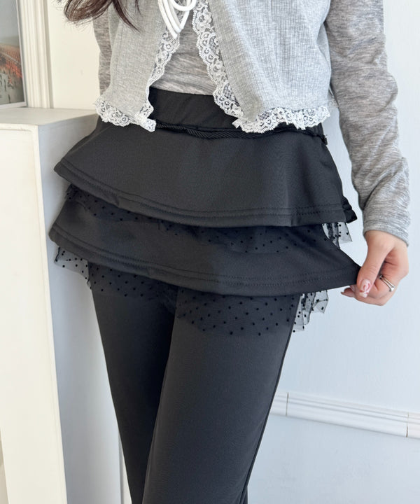 チュールドッキングフリルフレアパンツ | SL2256125 | ブラック