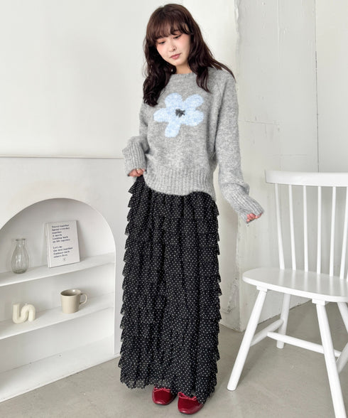 ドットフリフリボリュームロングスカート | SL2256126 | ブラック