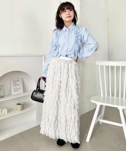 ドットフリフリボリュームロングスカート | SL2256126 | ホワイト