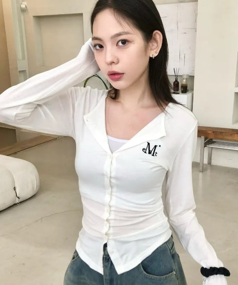 MUCENT(ムセント)/スリム フィット ラウンドネック カーディガン/ANZ SLIM FIT R-NECK CARDIGAN | AT2254056 | ホワイト