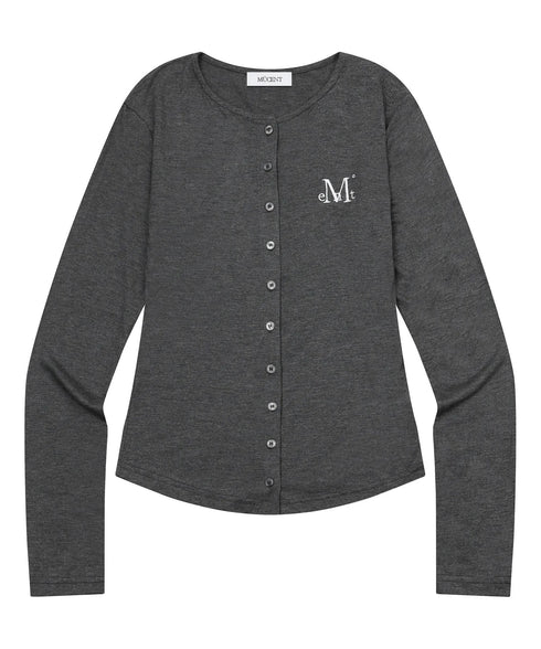 MUCENT(ムセント)/スリム フィット ラウンドネック カーディガン/ANZ SLIM FIT R-NECK CARDIGAN | AT2254056 | チャコールグレー