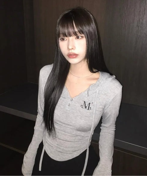 MUCENT(ムセント)/スナップボタン スリム フィット フード Tシャツ/RUEN SIGNATURE SLIM HOOD T | AT2254057 | グレー