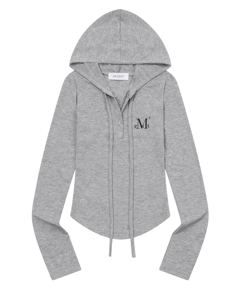 MUCENT(ムセント)/スナップボタン スリム フィット フード Tシャツ/RUEN SIGNATURE SLIM HOOD T | AT2254057 | グレー