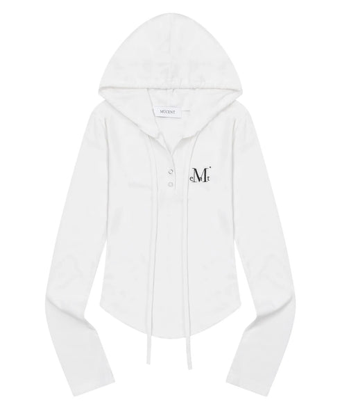 MUCENT(ムセント)/スナップボタン スリム フィット フード Tシャツ/RUEN SIGNATURE SLIM HOOD T | AT2254057 | ホワイト
