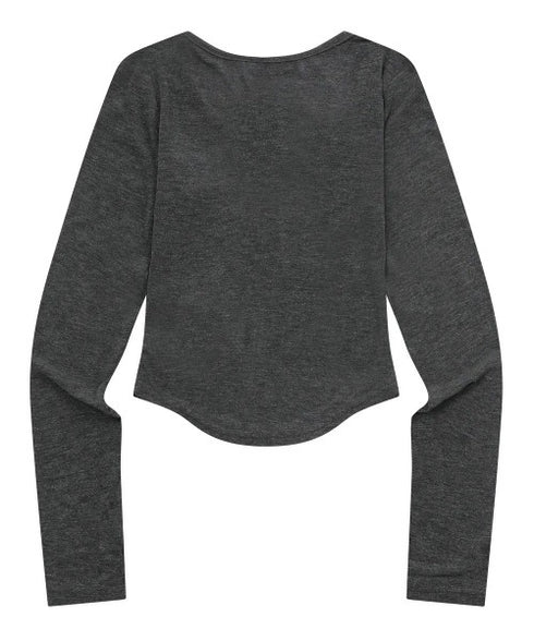 MUCENT(ムセント)/Uネック 裾ラウンド スナップボタン カットソー/HARING SIGNATURE LOGO SNAP BUTTON U NECK T | AT2254058 | チャコールグレー