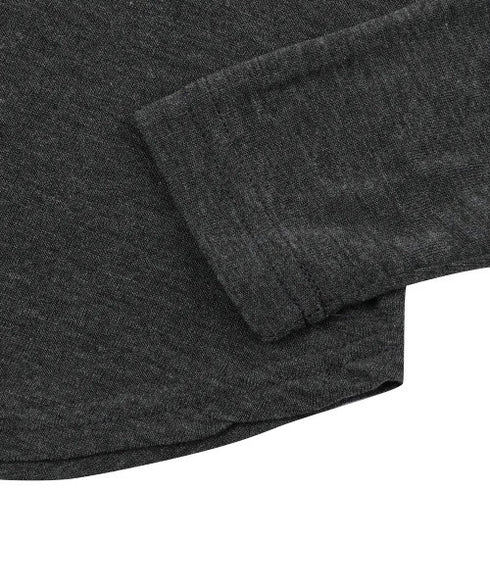 MUCENT(ムセント)/Uネック 裾ラウンド スナップボタン カットソー/HARING SIGNATURE LOGO SNAP BUTTON U NECK T | AT2254058 | チャコールグレー