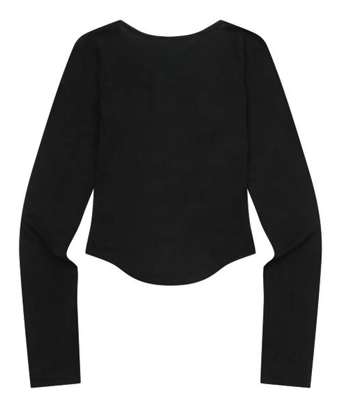 MUCENT(ムセント)/Uネック 裾ラウンド スナップボタン カットソー/HARING SIGNATURE LOGO SNAP BUTTON U NECK T | AT2254058 | ブラック