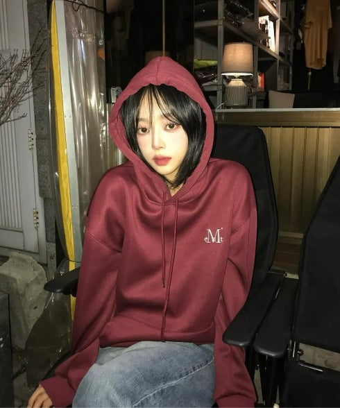 MUCENT(ムセント)/ロゴ刺繍 ベーシック フーディ パーカー/SIGNATURE BASIC LOGO HOOD T | AT2254044 | バーガンディー