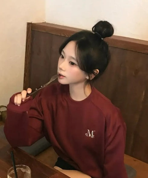 MUCENT(ムセント)/ロゴ刺繍 ベーシック プルオーバー スウェット/SIGNATURE BASIC LOGO MTM | AT2254046 | バーガンディー