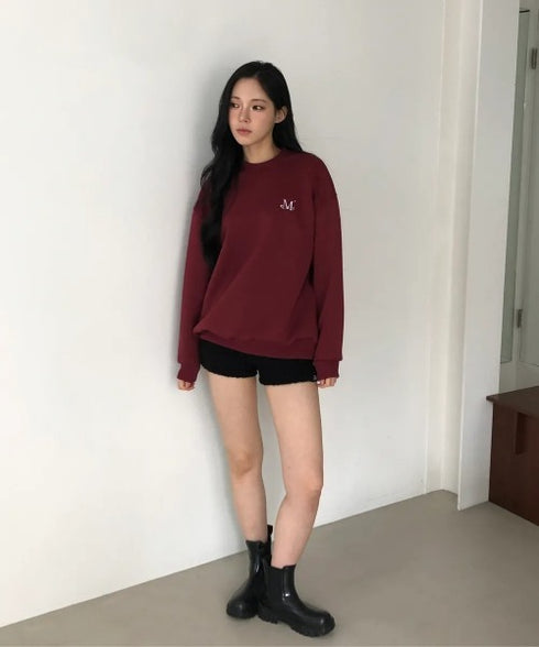 MUCENT(ムセント)/ロゴ刺繍 ベーシック プルオーバー スウェット/SIGNATURE BASIC LOGO MTM | AT2254046 | バーガンディー