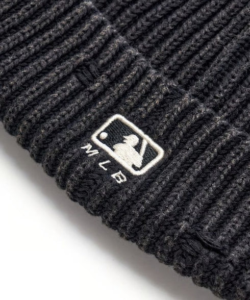 MLB KOREA(エムエルビーコリア)/ヴィンテージ ロゴ ダメージ ビーニー ニット帽/Vintage basic mid beanie | AT5254049 | ブラック