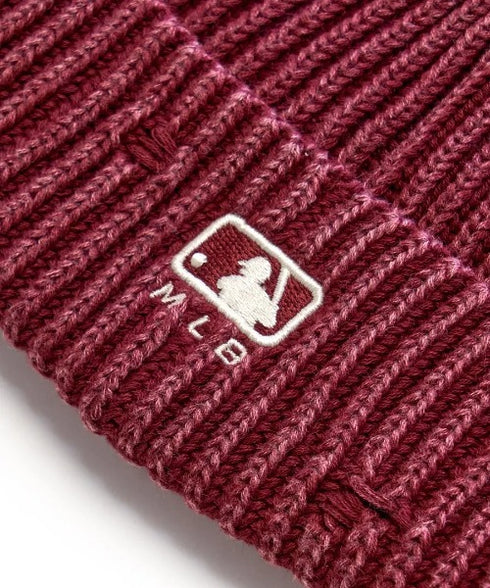 MLB KOREA(エムエルビーコリア)/ヴィンテージ ロゴ ダメージ ビーニー ニット帽/Vintage basic mid beanie | AT5254049 | ワインレッド