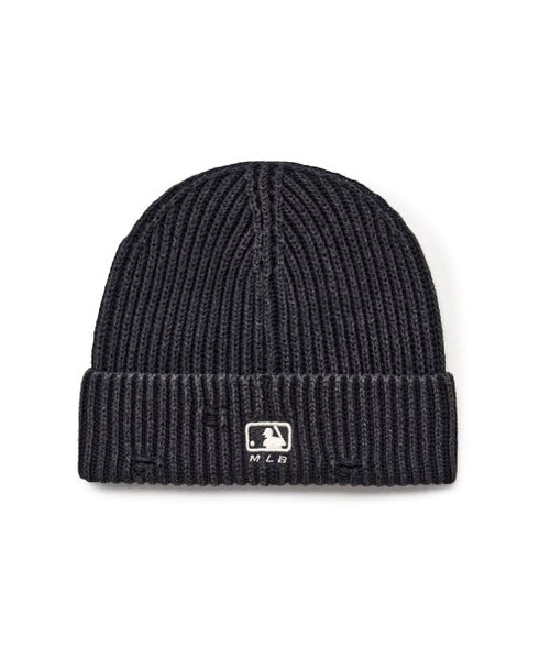 MLB KOREA(エムエルビーコリア)/ヴィンテージ ロゴ ダメージ ビーニー ニット帽/Vintage basic mid beanie | AT5254049 | ブラック