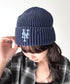 MLB KOREA(エムエルビーコリア)/ヴィンテージ ロゴ ダメージ ビーニー ニット帽/Vintage basic mid beanie | AT5254049 | ネイビー