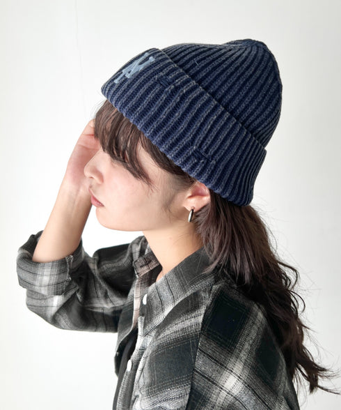 MLB KOREA(エムエルビーコリア)/ヴィンテージ ロゴ ダメージ ビーニー ニット帽/Vintage basic mid beanie | AT5254049 | ネイビー