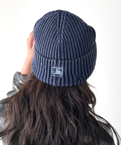 MLB KOREA(エムエルビーコリア)/ヴィンテージ ロゴ ダメージ ビーニー ニット帽/Vintage basic mid beanie | AT5254049 | ネイビー