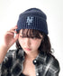MLB KOREA(エムエルビーコリア)/ヴィンテージ ロゴ ダメージ ビーニー ニット帽/Vintage basic mid beanie | AT5254049 | ネイビー