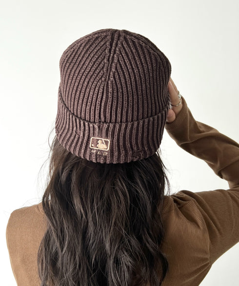 MLB KOREA(エムエルビーコリア)/ヴィンテージ ロゴ ダメージ ビーニー ニット帽/Vintage basic mid beanie | AT5254049 | ブラウン