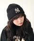 MLB KOREA(エムエルビーコリア)/ヴィンテージ ロゴ ダメージ ビーニー ニット帽/Vintage basic mid beanie | AT5254049 | ブラック