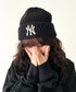 MLB KOREA(エムエルビーコリア)/ヴィンテージ ロゴ ダメージ ビーニー ニット帽/Vintage basic mid beanie | AT5254049 | ブラック