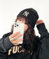 MLB KOREA(エムエルビーコリア)/ヴィンテージ ロゴ ダメージ ビーニー ニット帽/Vintage basic mid beanie | AT5254049 | ブラック