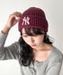 MLB KOREA(エムエルビーコリア)/ヴィンテージ ロゴ ダメージ ビーニー ニット帽/Vintage basic mid beanie | AT5254049 | ワインレッド