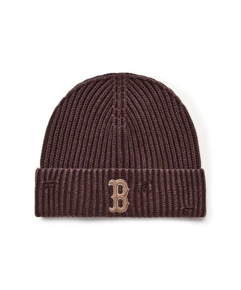 MLB KOREA(エムエルビーコリア)/ヴィンテージ ロゴ ダメージ ビーニー ニット帽/Vintage basic mid beanie | AT5254049 | ブラウン