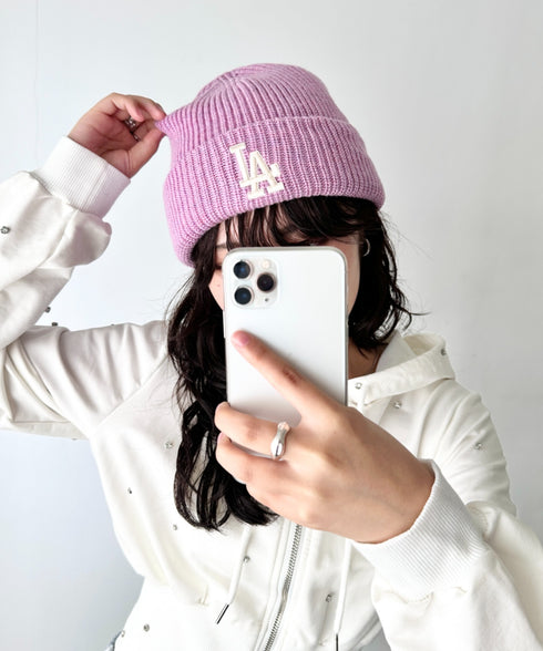 MLB KOREA(エムエルビーコリア)/ロゴ刺繍ビーニー ニット帽/New jelly mid-binnie | AT5254050 | ピンク